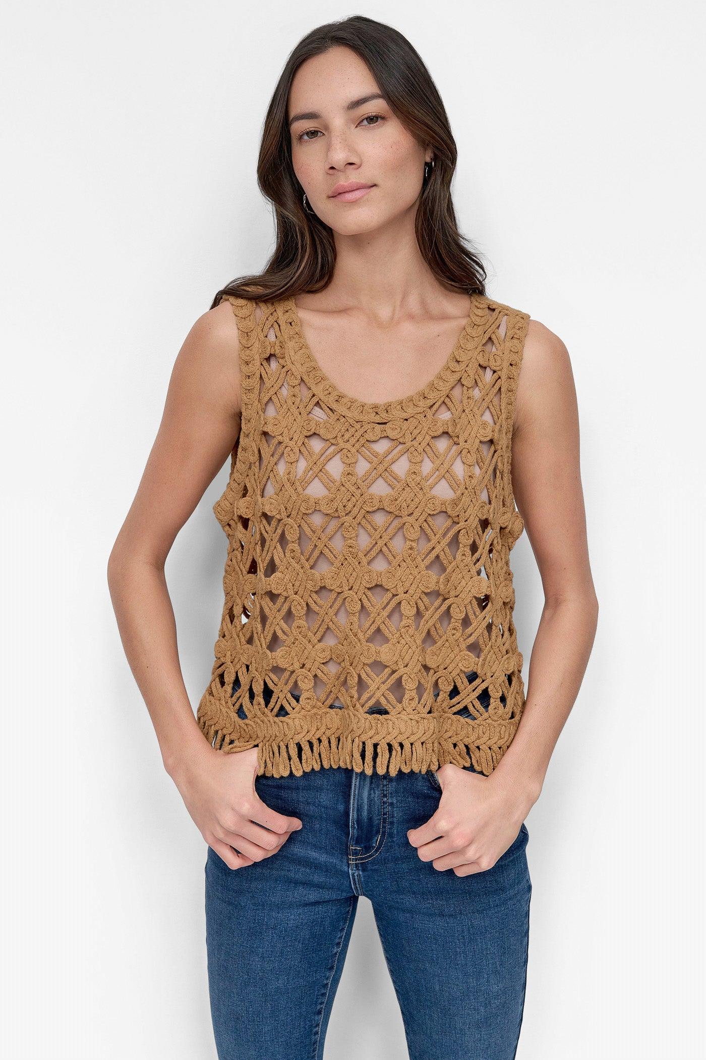 CROPPED FRINGE CROCHET TANK Product Image