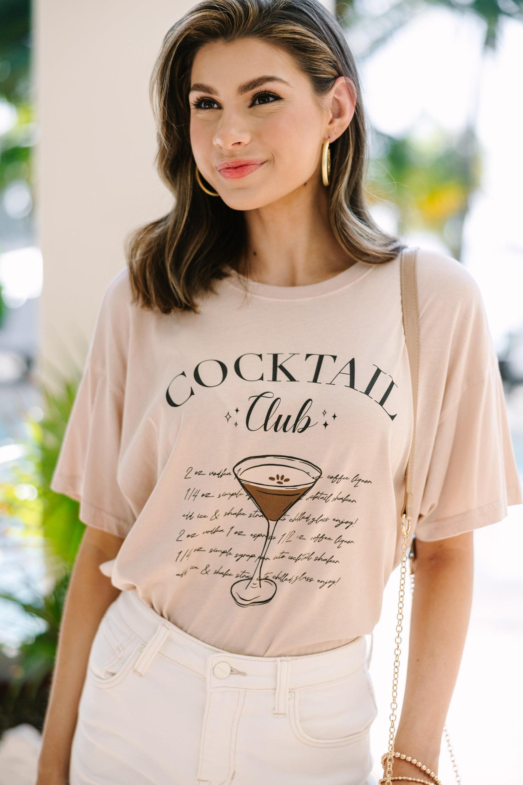 Cocktail Club Beige Graphic Tee Female Product Image