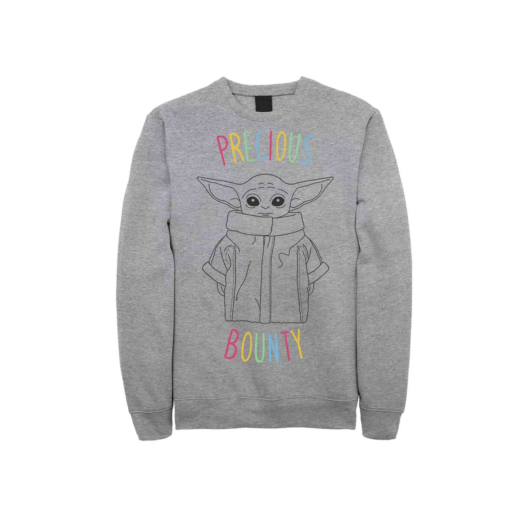 Men's Star Wars The Mandalorian The Child Aka Baby Yoda Precious Bounty Outline Sweatshirt, Size: XL, Athletic Grey Product Image