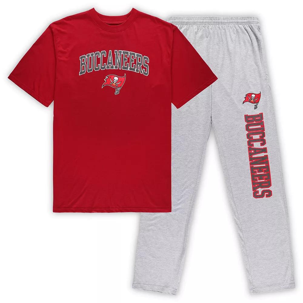 Men's Concepts Sport Red/Heathered Gray Tampa Bay Buccaneers Big & Tall T-Shirt & Pants Sleep Set, Size: 2XB Product Image