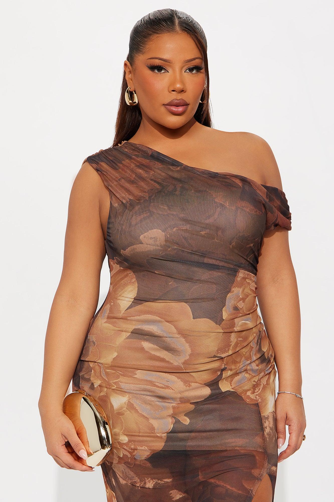 Vaughn Floral Mesh Maxi Dress - Brown/combo Female Product Image