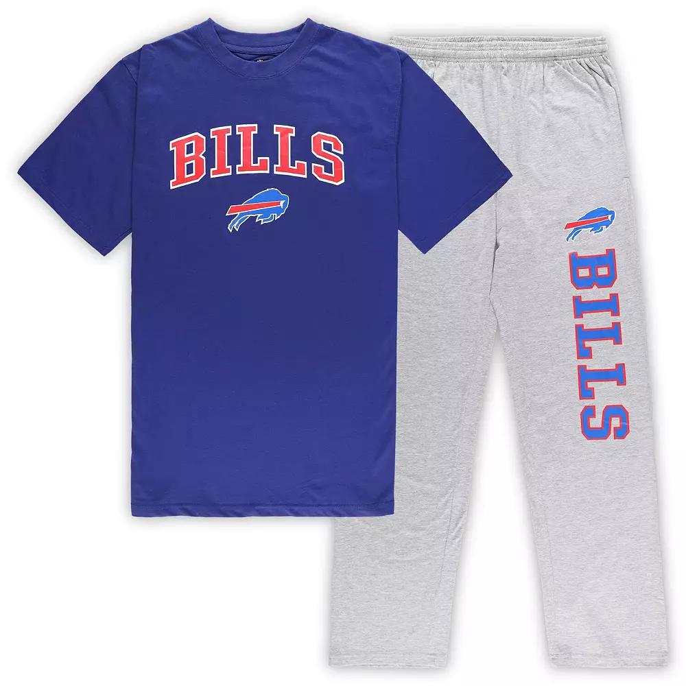 Men's Concepts Sport Royal/Heather Gray Buffalo Bills Big & Tall T-Shirt & Pants Sleep Set,  Product Image