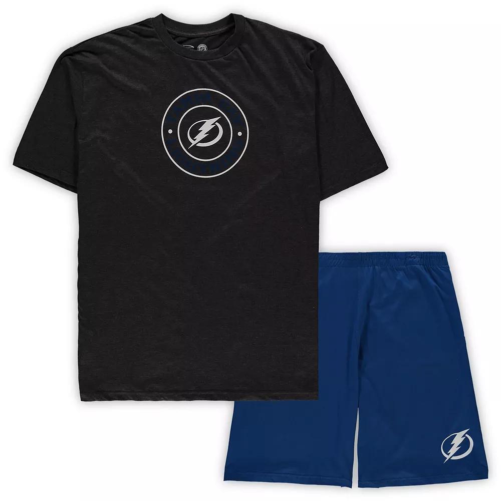 Men's Concepts Sport Blue/Heathered Charcoal Tampa Bay Lightning Big & Tall T-Shirt & Shorts Sleep Set, Size: 4XLT, Lgh Blue Product Image