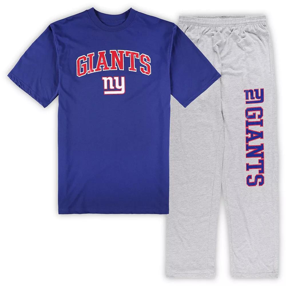 Men's Concepts Sport Royal/Heather Gray New York Giants Big & Tall T-Shirt & Pajama Pants Sleep Set, Size: 4XLT, Blue Product Image