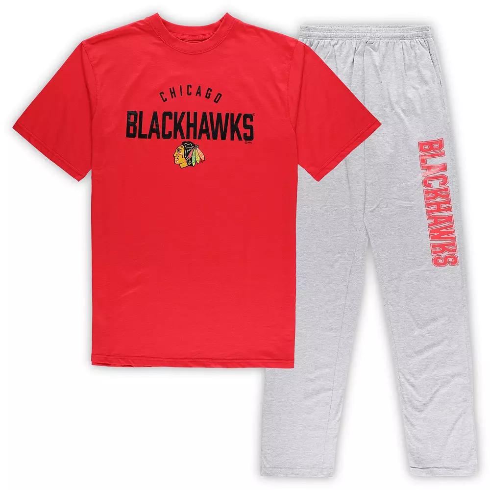 Men's Chicago Blackhawks Red/Heather Gray Big & Tall T-Shirt & Pants Lounge Set,  Product Image