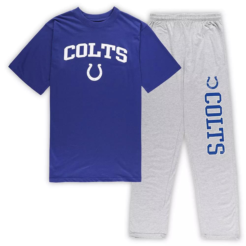 Men's Concepts Sport Royal/Heather Gray Indianapolis Colts Big & Tall T-Shirt & Pants Sleep Set, Size: 2XB, Blue Product Image