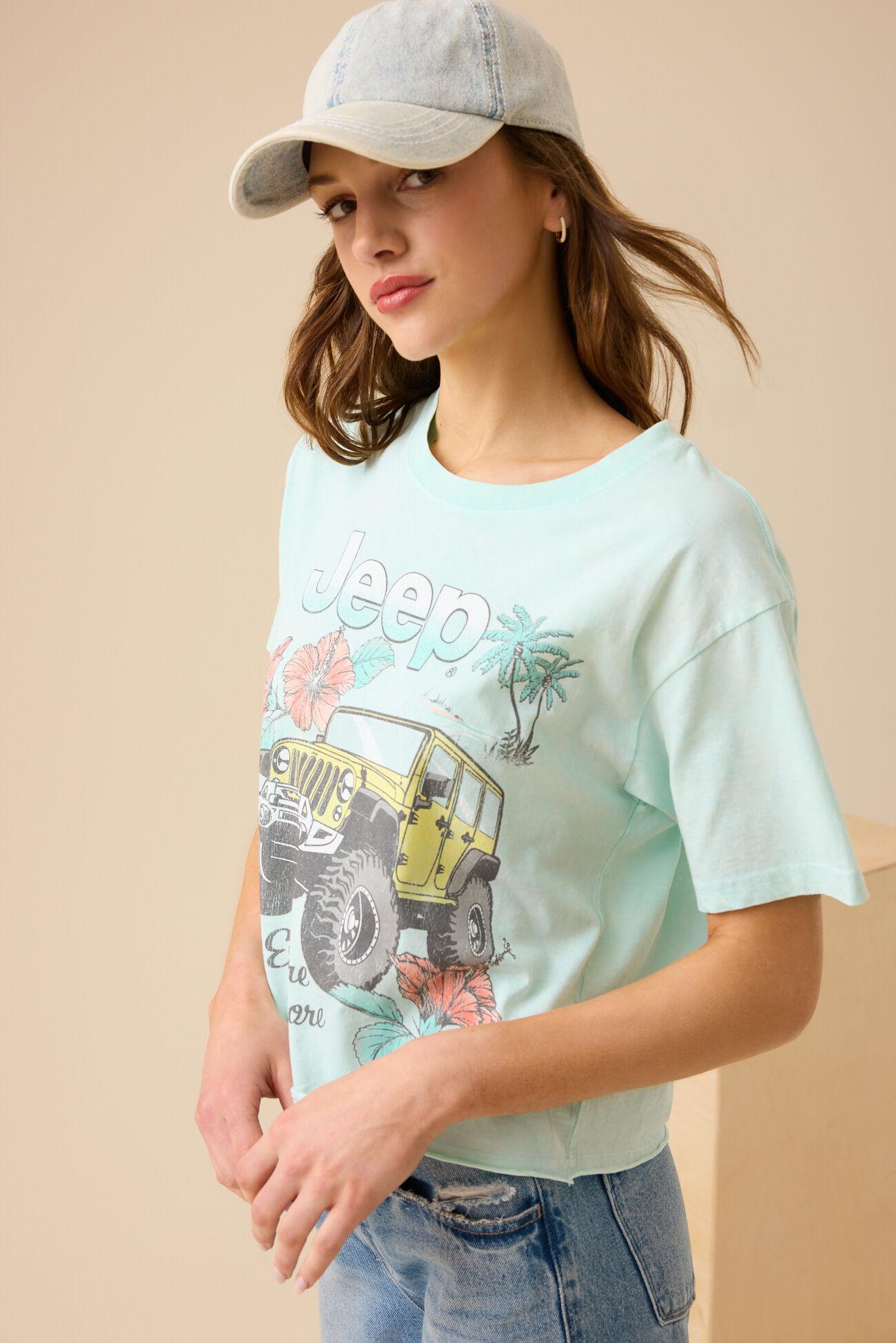 Hibiscus Jeep Cropped Graphic Tee Product Image