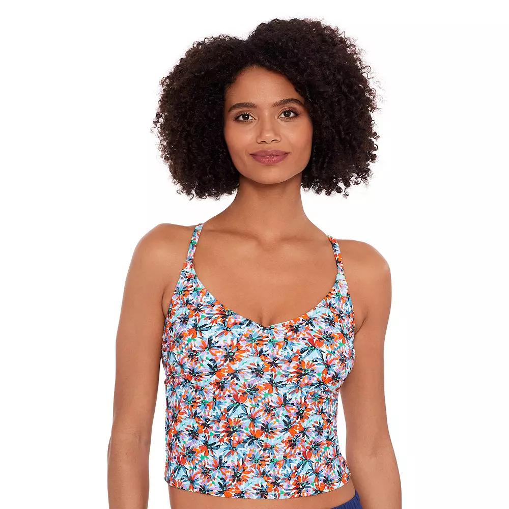 Women's Eco Beach Cropped Scoopneck Strappy Tankini Swim Top,  Product Image