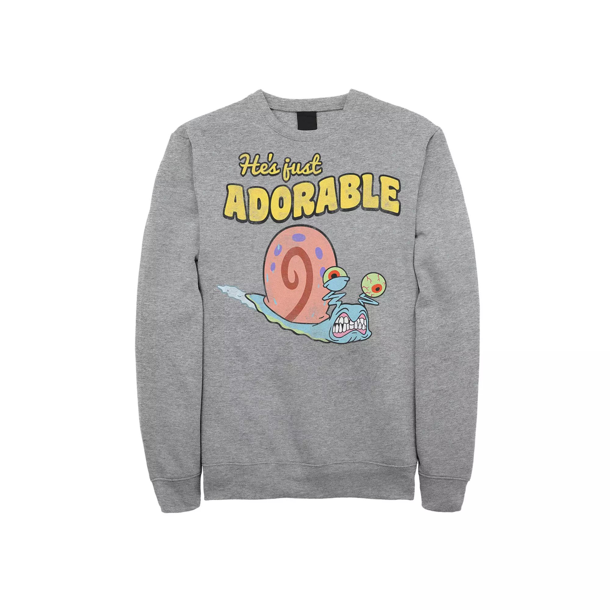 Men's SpongeBob SquarePants Gary He's Just Adorable Sweatshirt, Size: 3XL, Athletic Grey Product Image