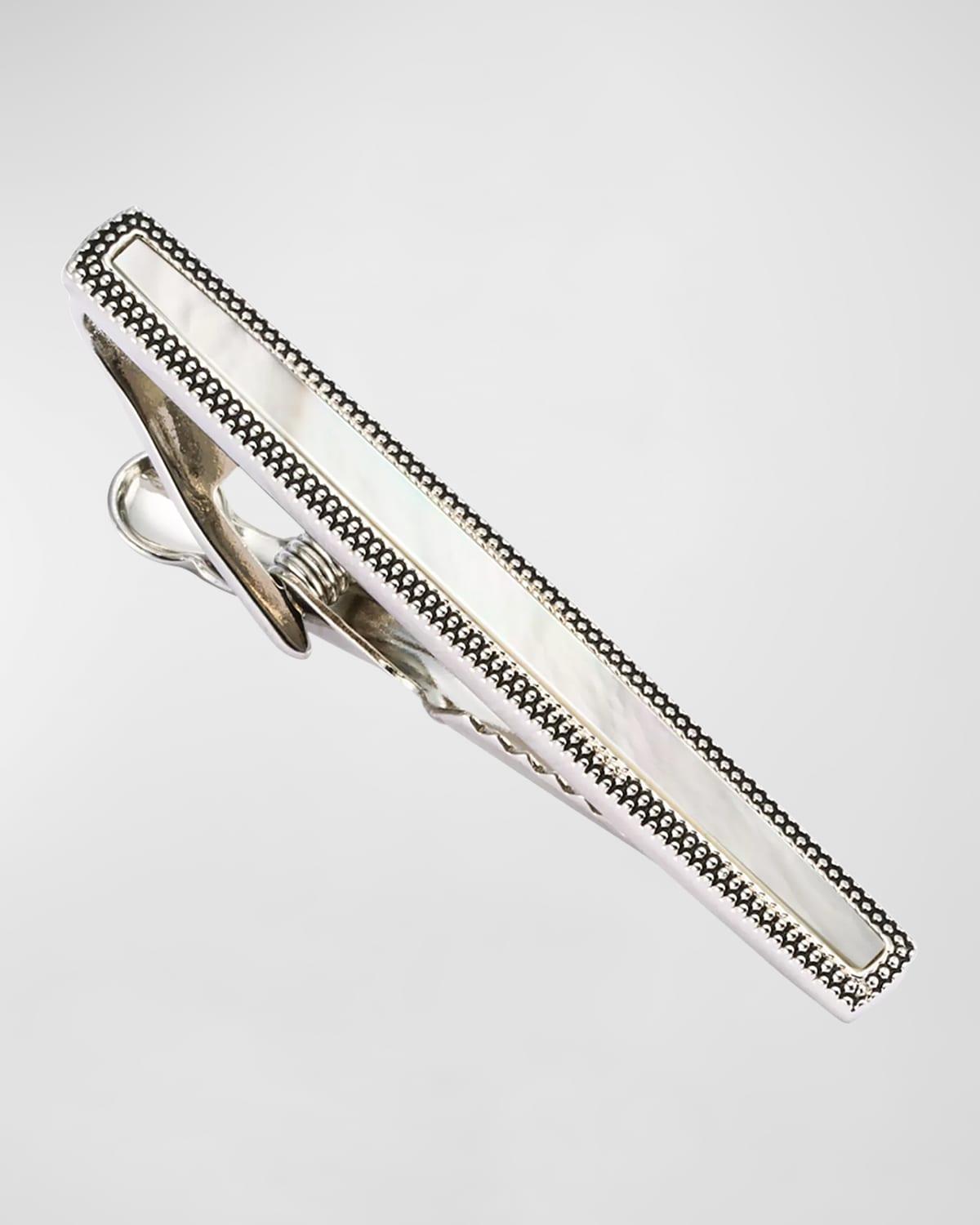 Link Up Dotted Frame Mother of Pearl Strip Short Tie Bar Product Image