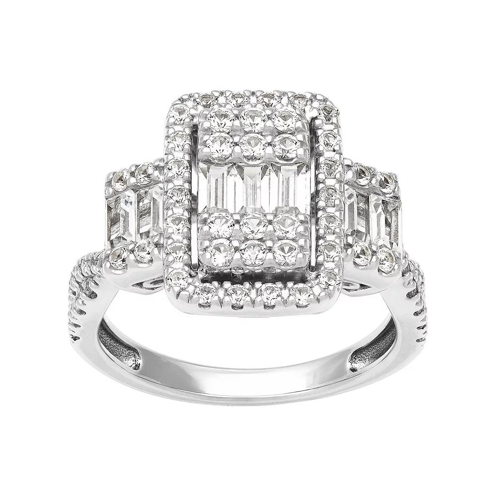 Love Always Sterling Silver 1 3/8 Carat T.W. Lab-Created White Sapphire Engagement Ring, Women's, Size: 6 Product Image