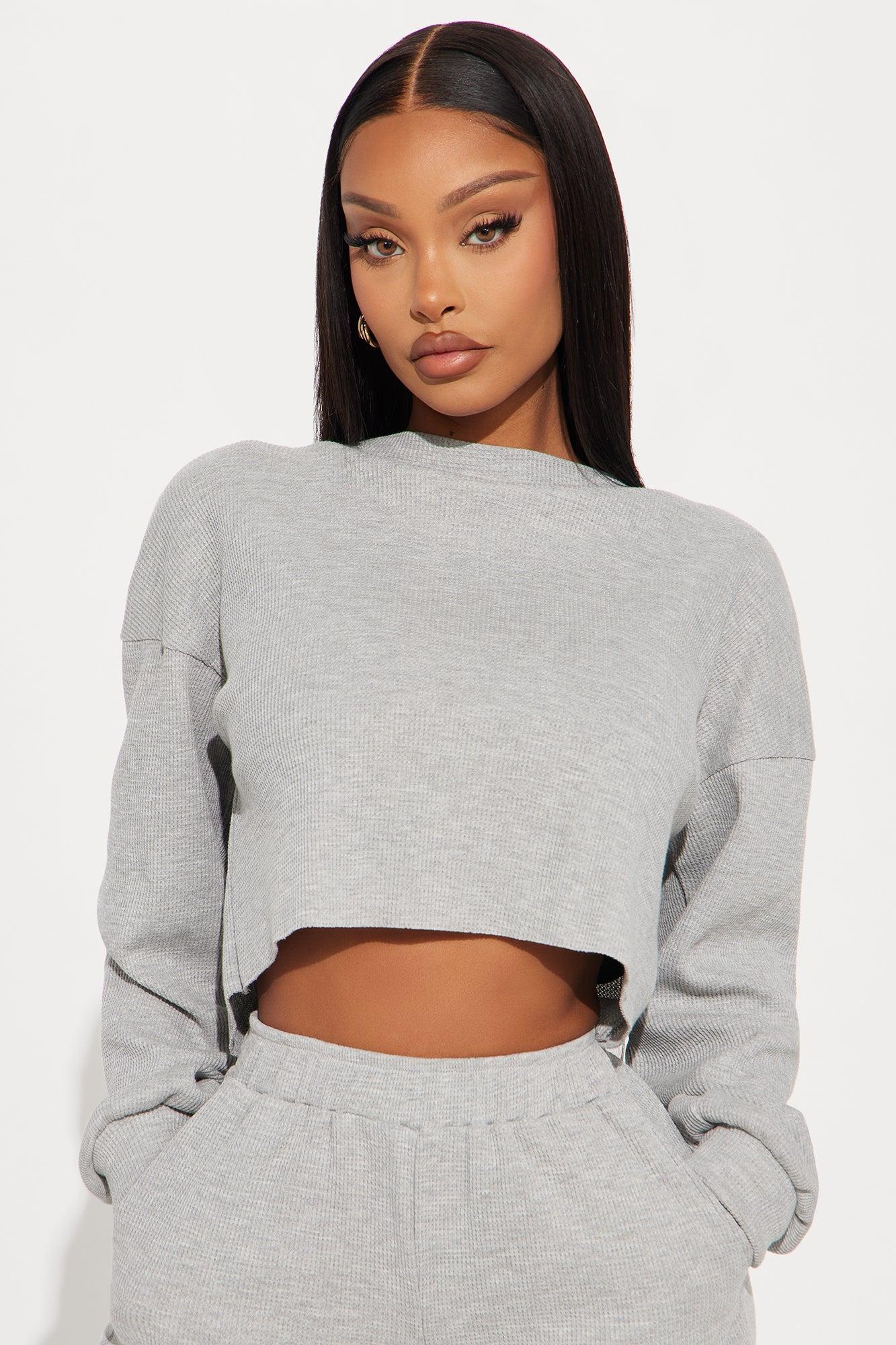 Chill Vibe Thermal Pant Set - Heather Grey Product Image