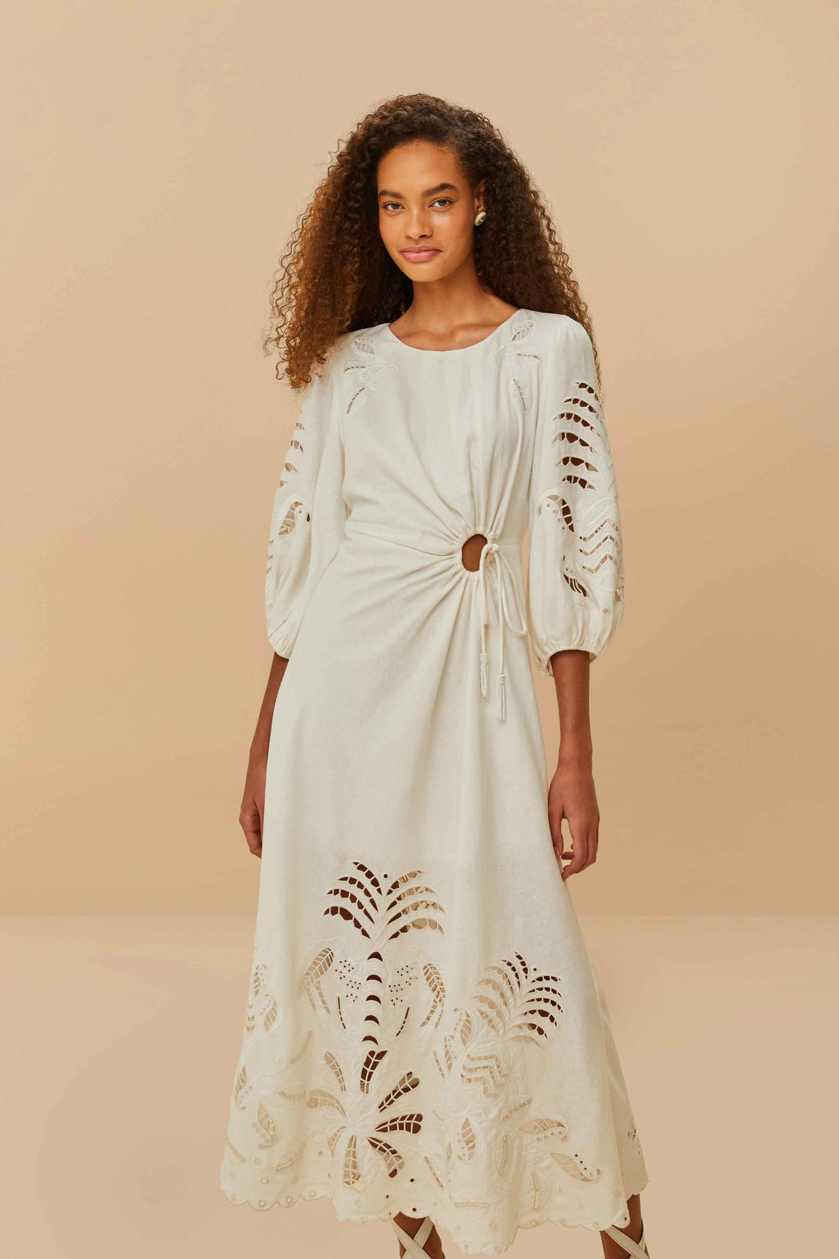 Off-White Richelieu LENZING™ ECOVERO™ Euroflax™ Midi Dress Product Image