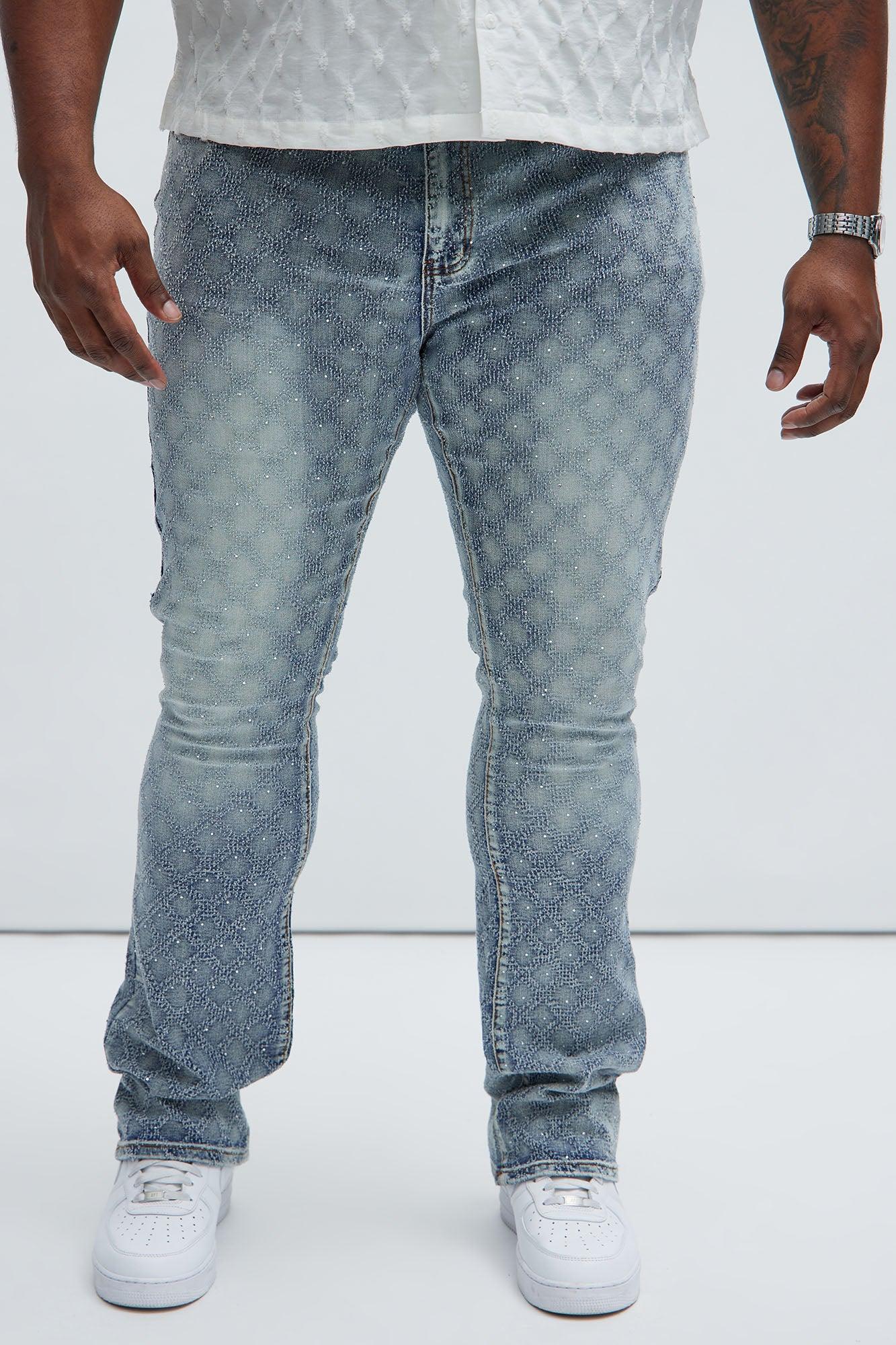 I Be Jeweled Stacked Skinny Flare Jeans - Light Blue Product Image