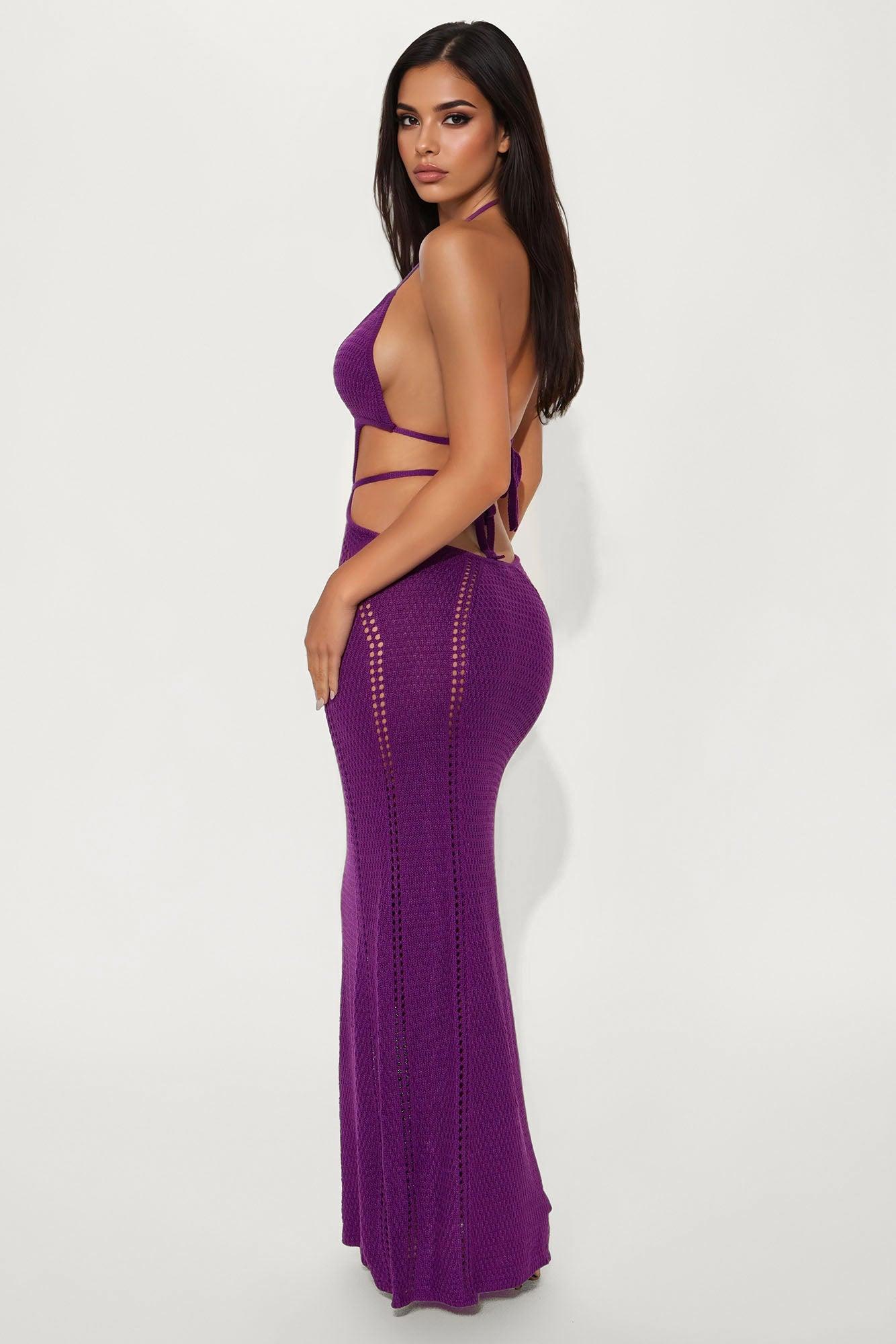 Easy Breezy Crochet Maxi Dress - Plum Female Product Image