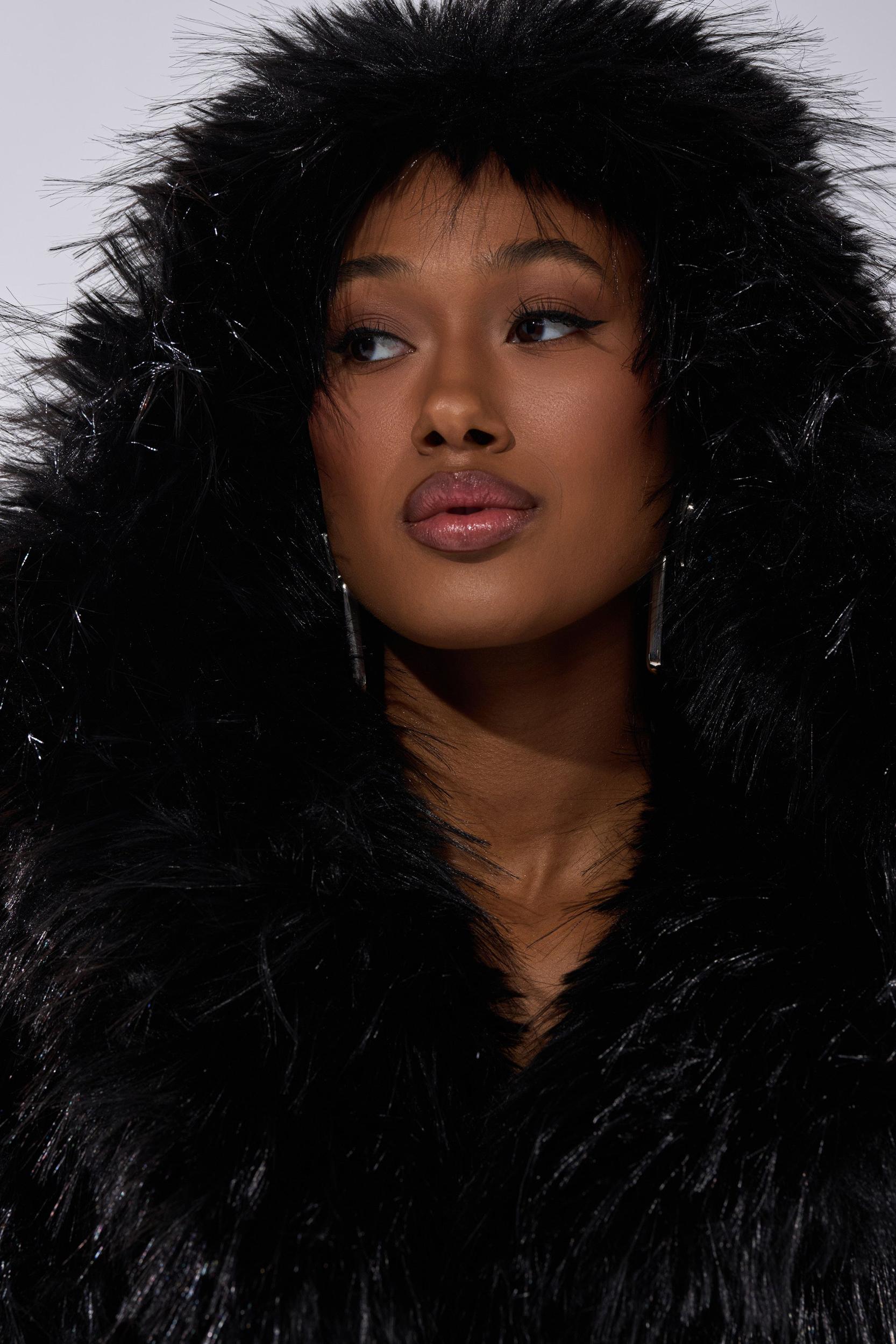 LOSING IT HOODED FAUX FUR Product Image