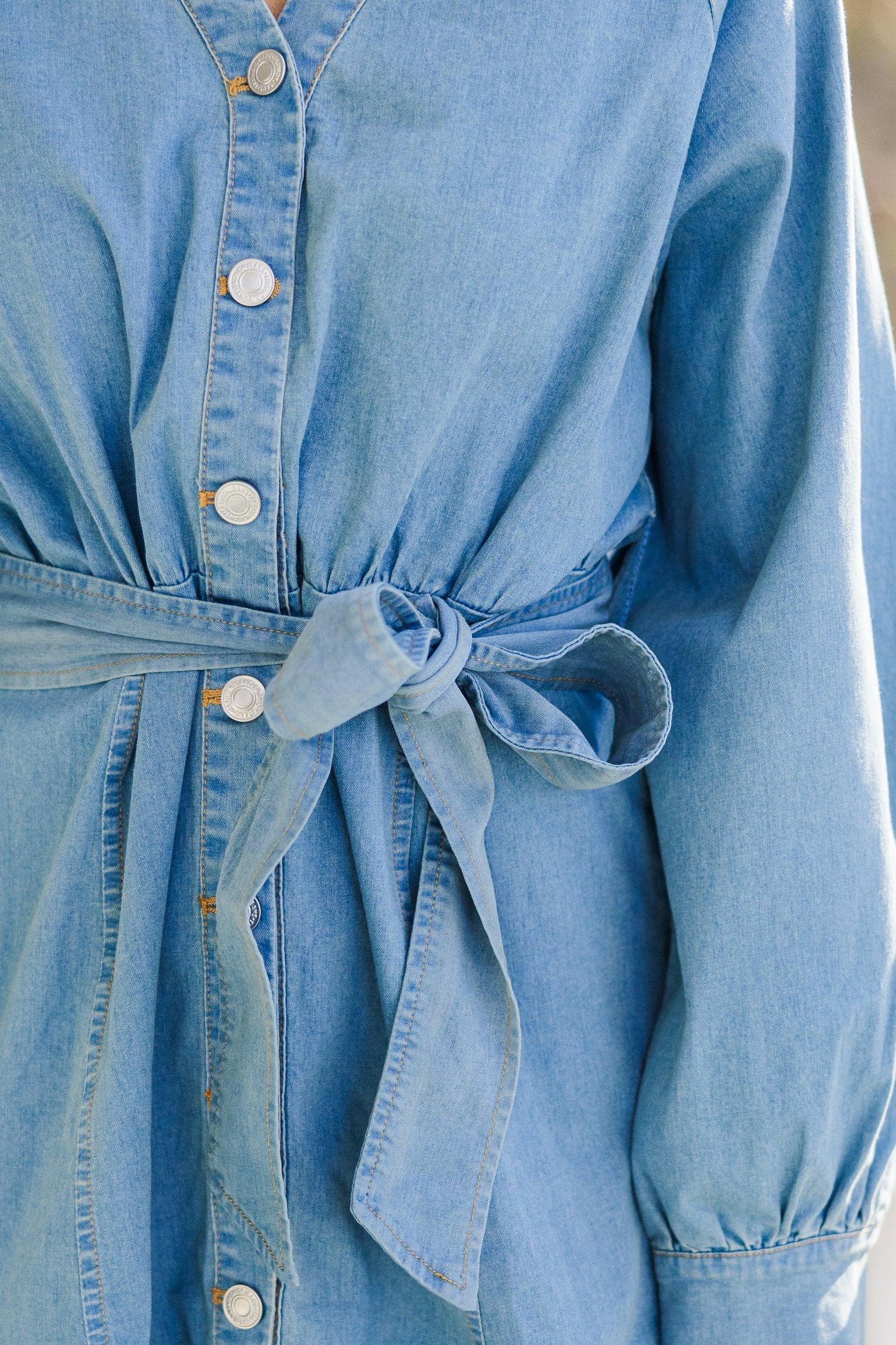 All For You Denim Button Down Dress Female Product Image