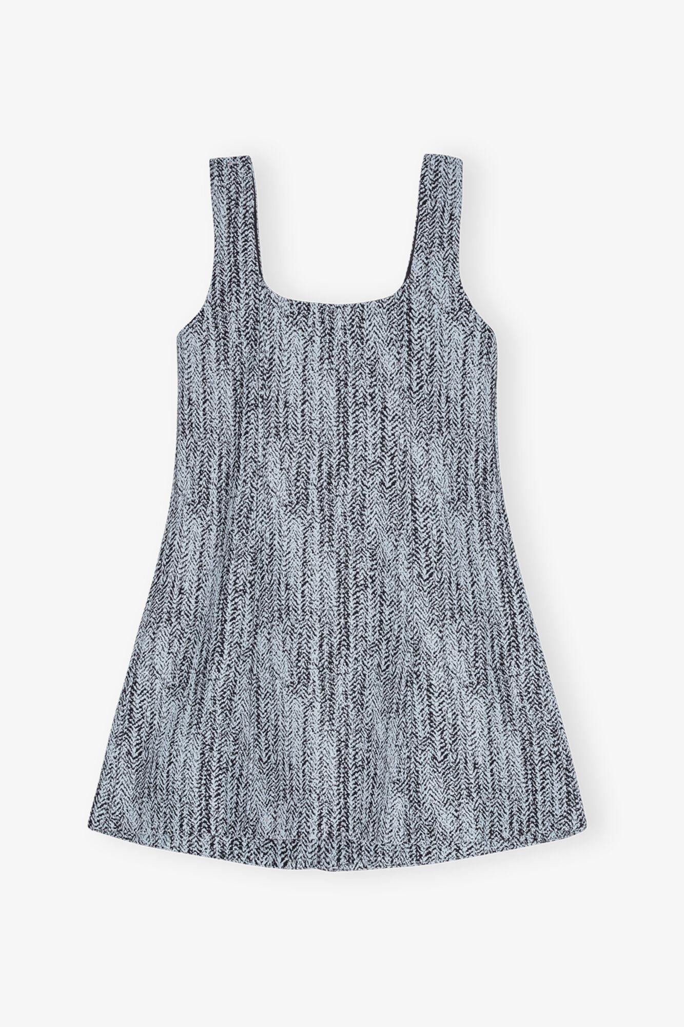 Blue Cotton Tweed Mini Dress Product Image