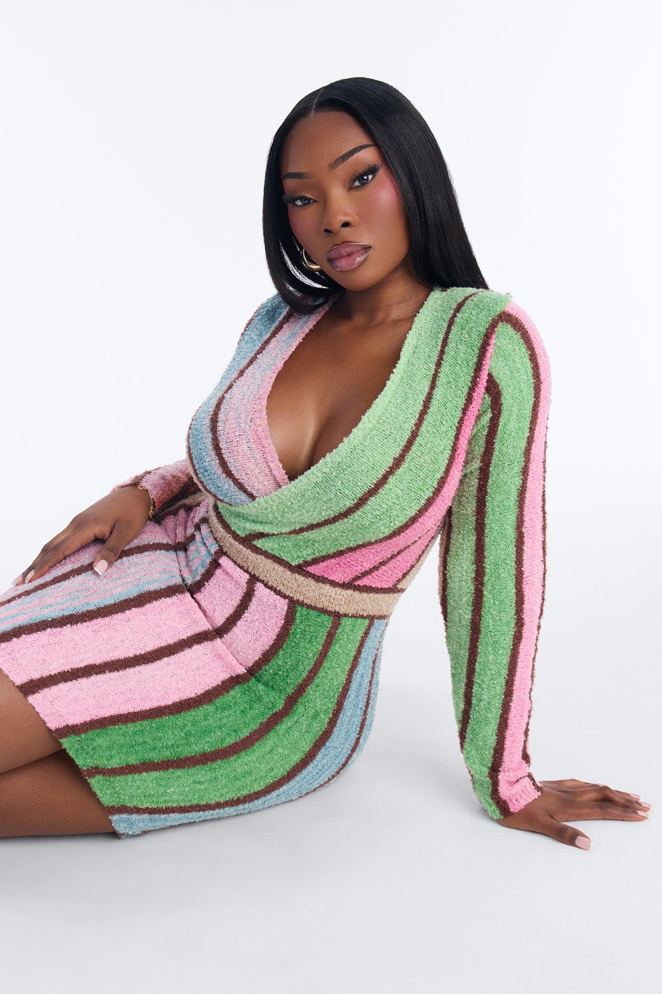 Keepin Cozy Sweater Mini Dress - Multi Color Female Product Image