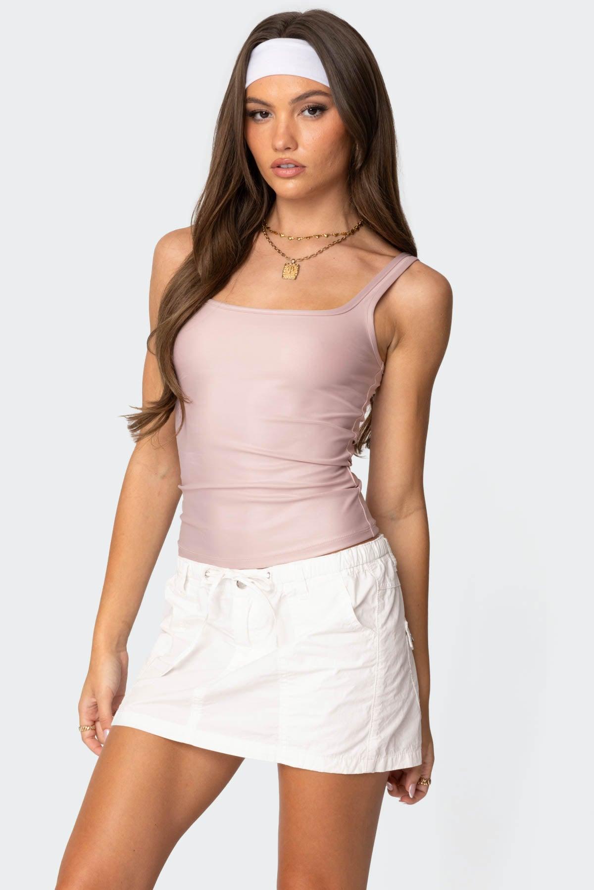 Sarah Shiny Square Neck Tank Top Product Image