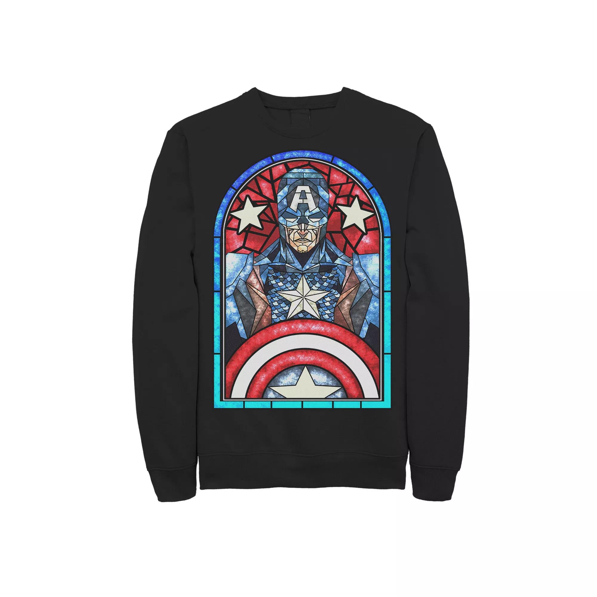 Men's Marvel Captain America Avengers Stained Glass Memorial Sweatshirt,  Product Image