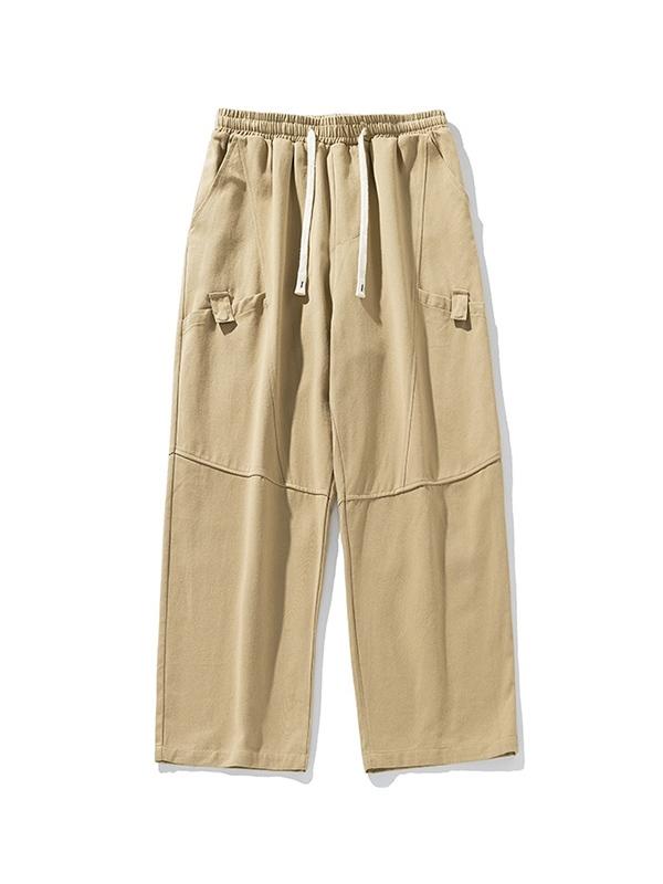 Men's Split Splice Drawstring Multi Pocket Cargo Pants Product Image