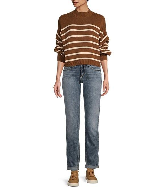 Blu Pepper Long Sleeve Mock Neck Ribbed Pullover Sweater Product Image