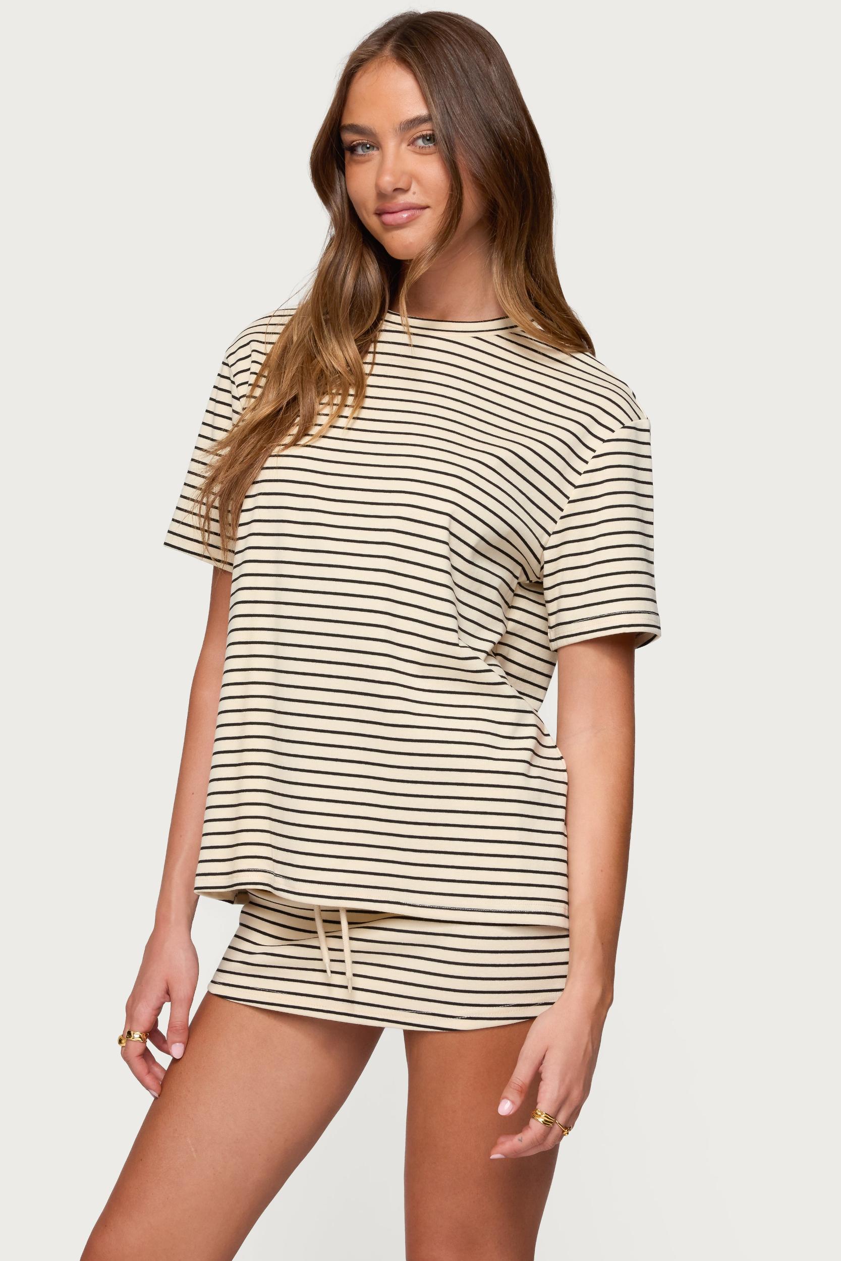 Brena Striped Oversized T Shirt Product Image