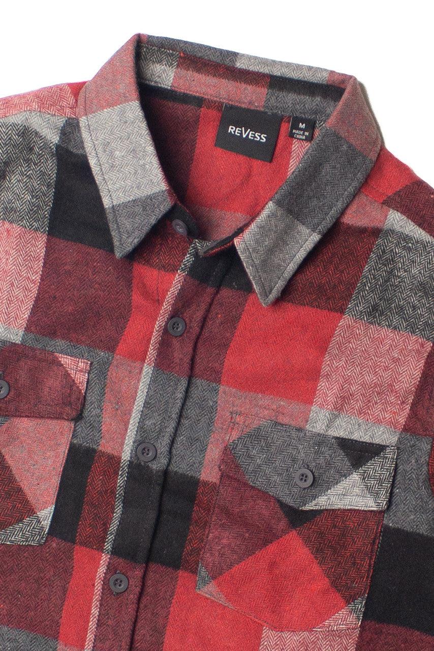 Burgundy & Charcoal Flannel Shirt Product Image
