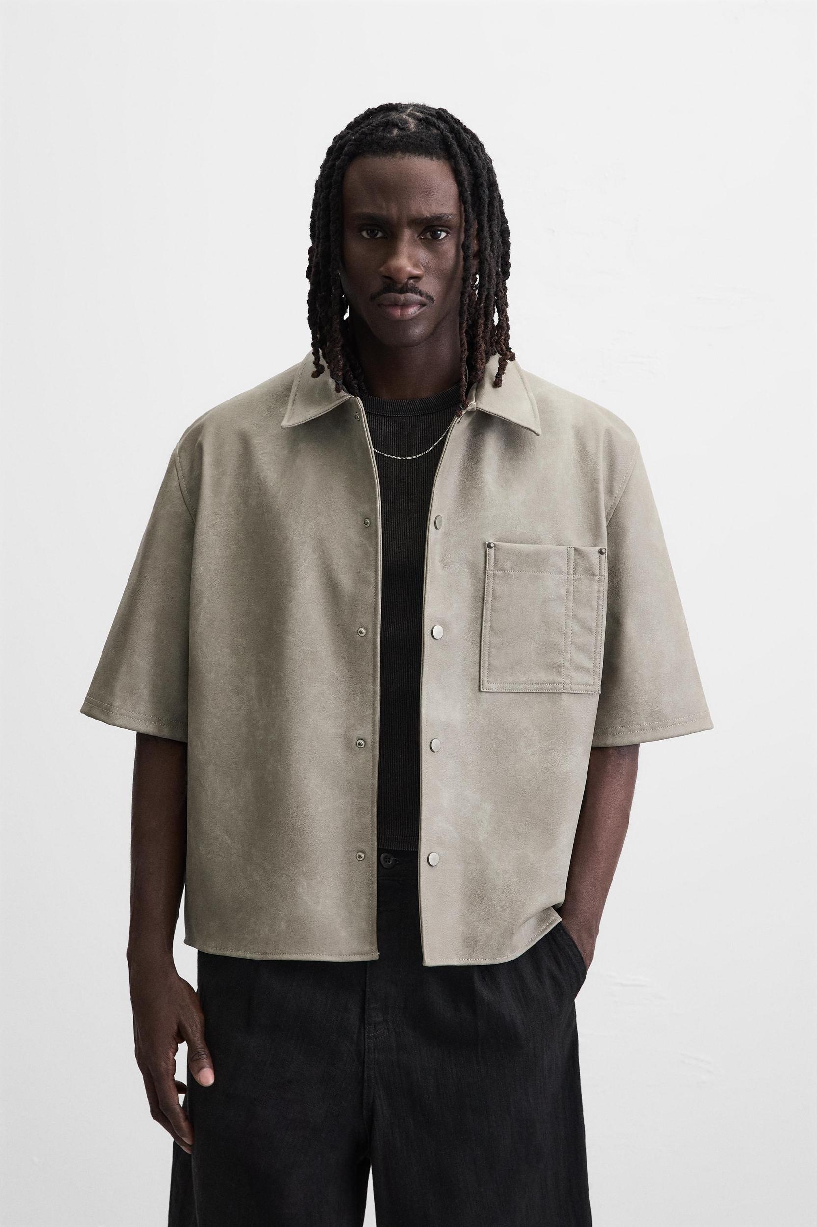 FAUX LEATHER OVERSHIRT Product Image