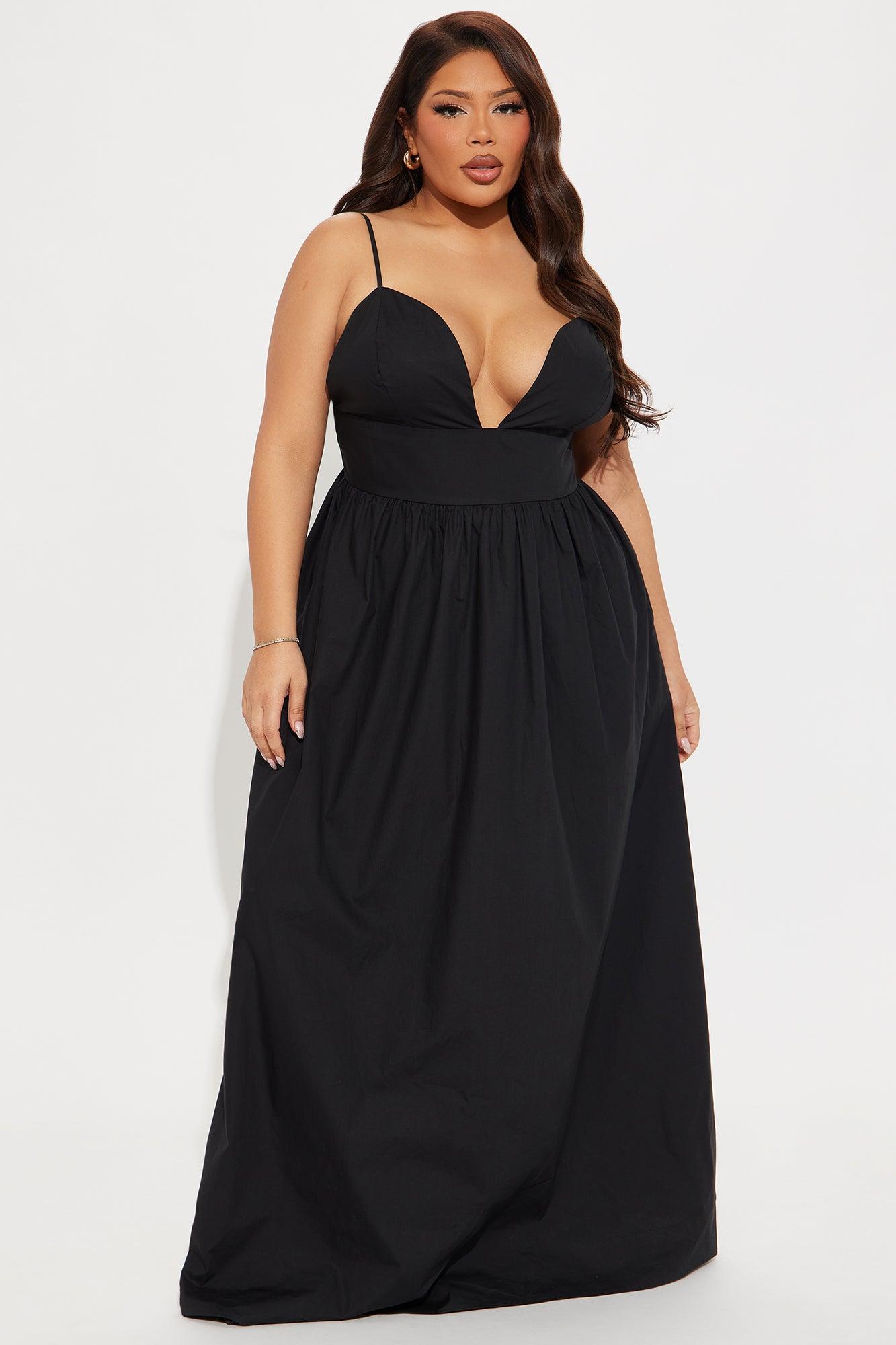 Destiny A Line Poplin Maxi Dress - Black Product Image