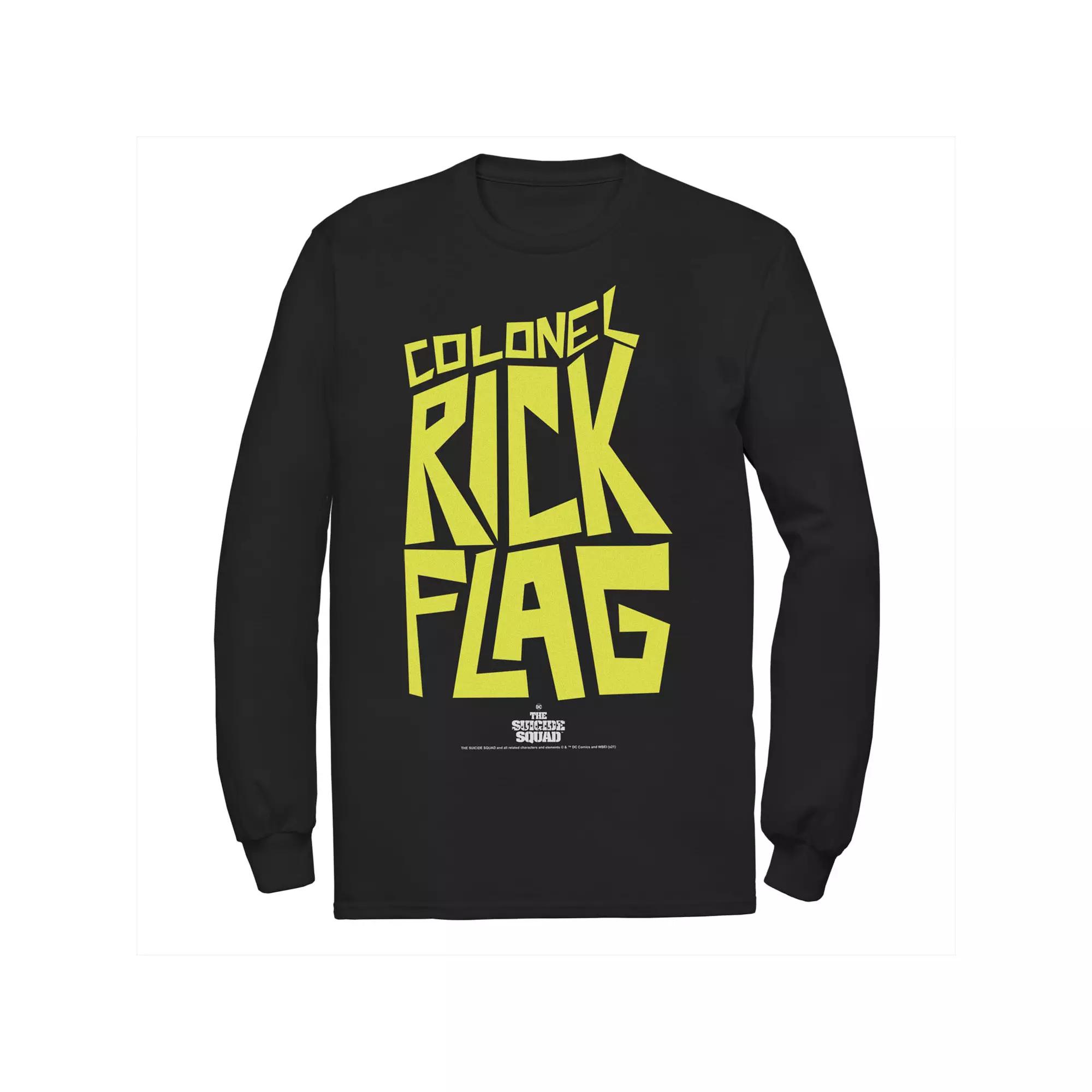 Men's The Suicide Sqaud Colonel Rick Flag Yellow Text Tee, Size: Small, Black Product Image