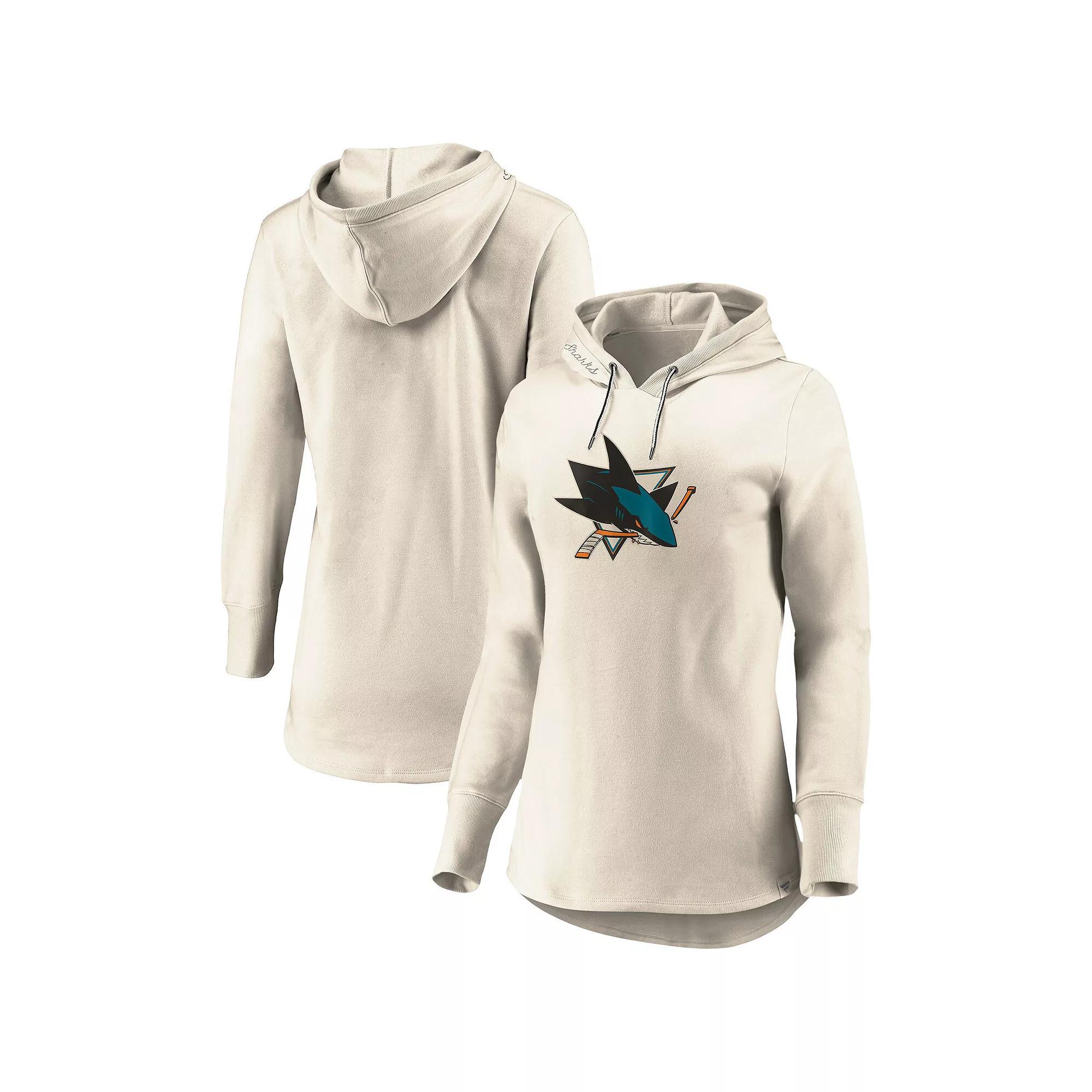 Women's Fanatics Branded Oatmeal San Jose Sharks True Classics Signature Fleece Pullover Hoodie,  Product Image