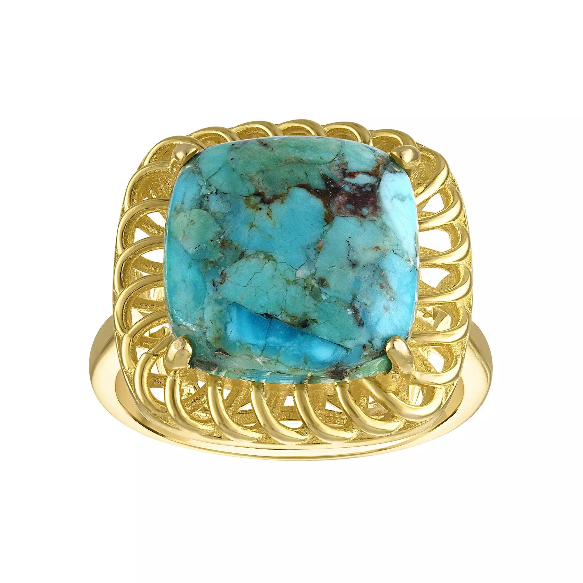 Designs by Gioelli Gold Over Sterling Silver 5 Carat Copper Turquoise Ring, Women's, Size: 8, Gold Tone Product Image