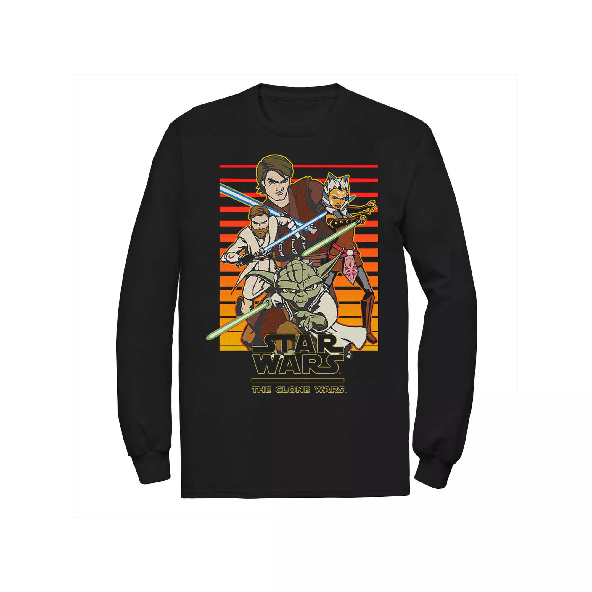 Men's Star Wars: Clone Wars Jedi Group Shot Retro Line Tee,  Product Image