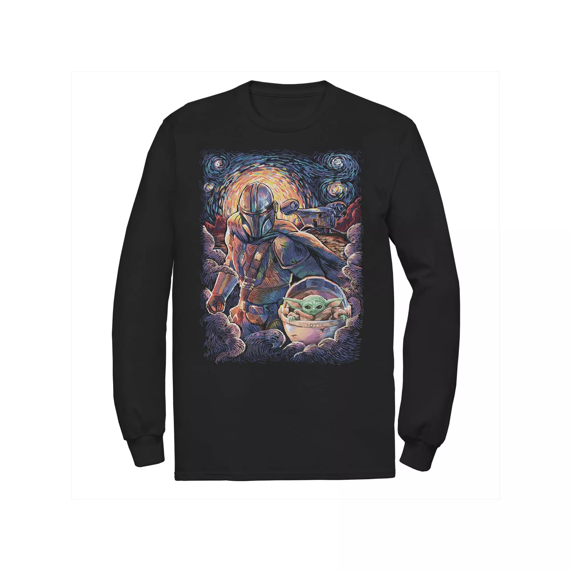 Men's Star Wars The Mandalorian Starry Night Collage Tee,  Product Image
