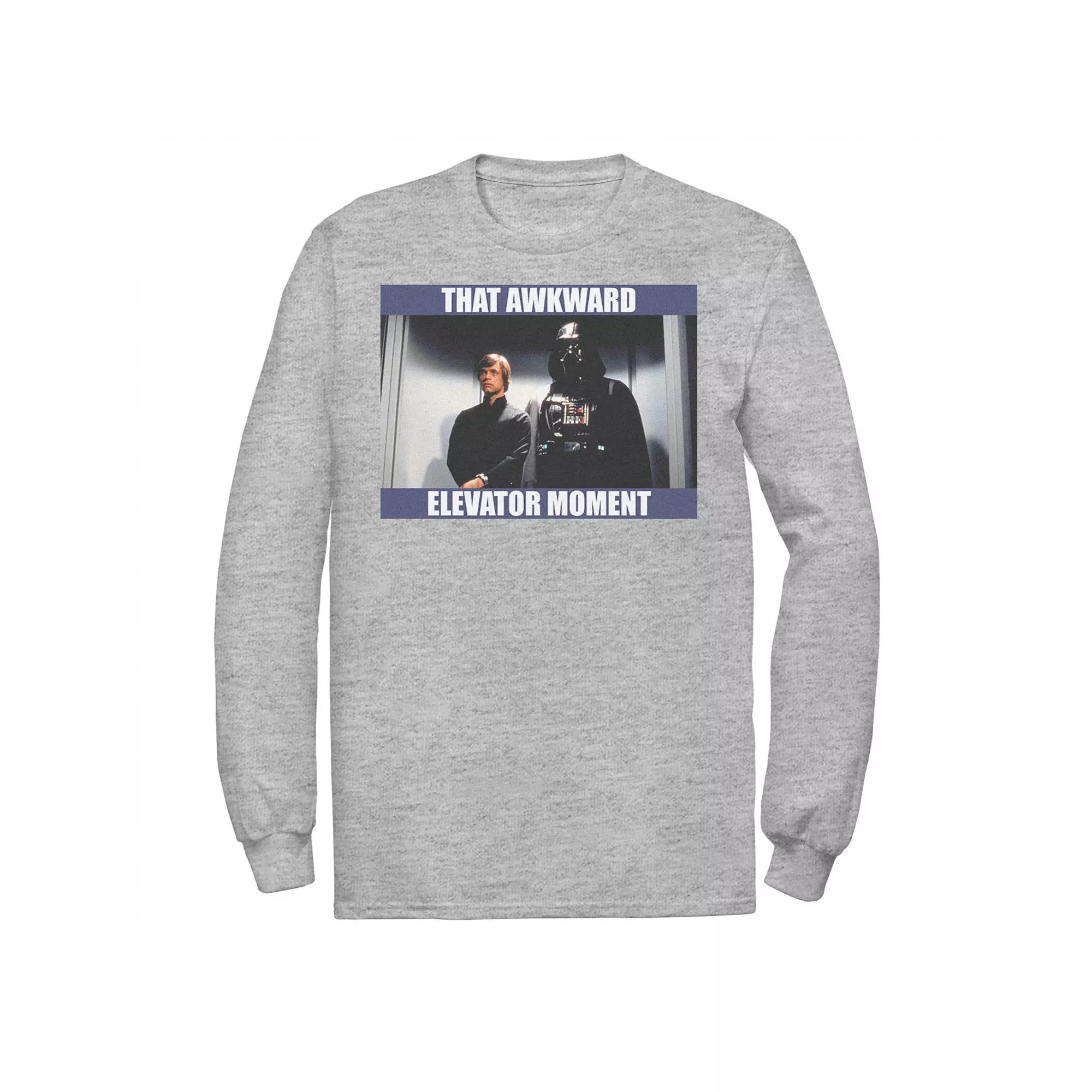 Men's Star Wars Darth Vader & Luke That Awkward Elevator Moment Tee, Size: Large, Athletic Grey Product Image