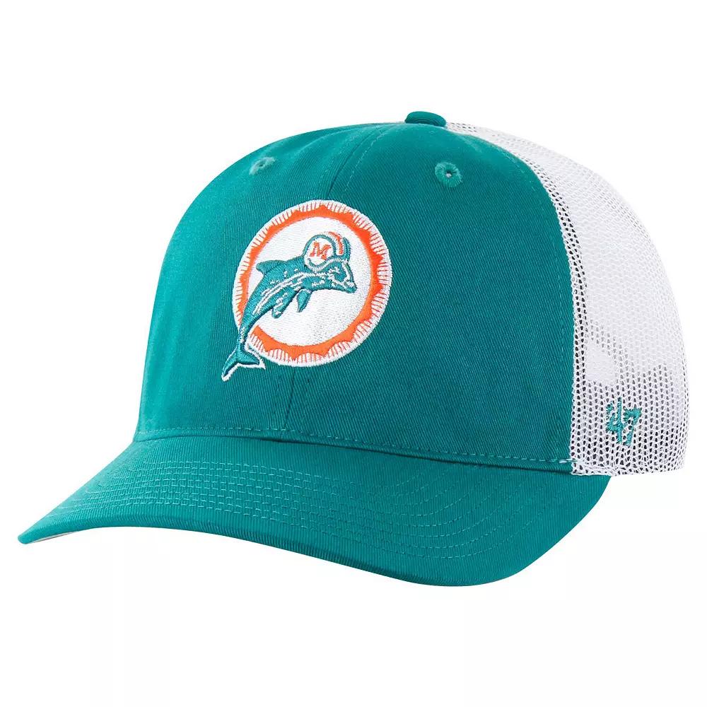 Men's '47 Aqua/White Miami Dolphins Team Unstructured Trucker Adjustable Hat, Turquoise A Product Image