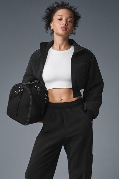 Polar Fleece Cropped Wintry Mix Jacket - Black Product Image