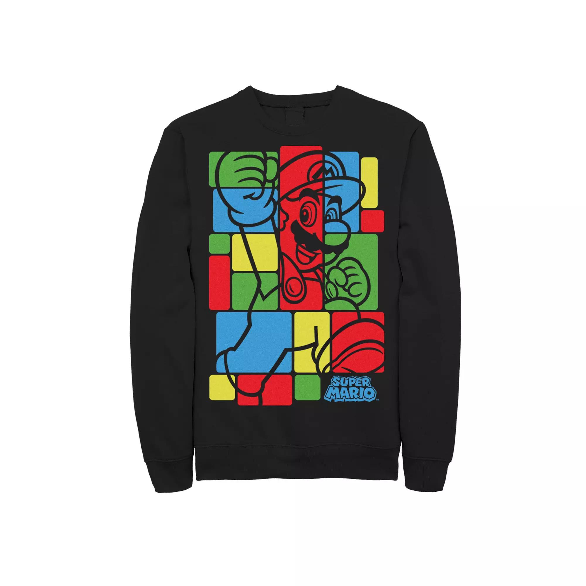 Men's Super Mario Bros Colored Squares Design Fleece,  Product Image