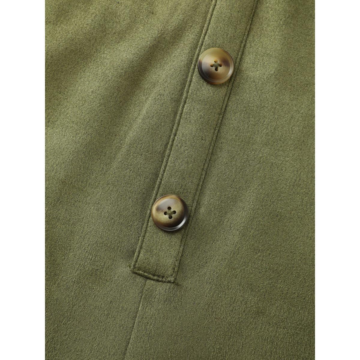 Plus Size ArmyGreen Suede Adjustable Ruffled Jumpsuit Women Leisure Sleeveless Non Casual Loose Jumpsuits BloomChic 28/5X Product Image