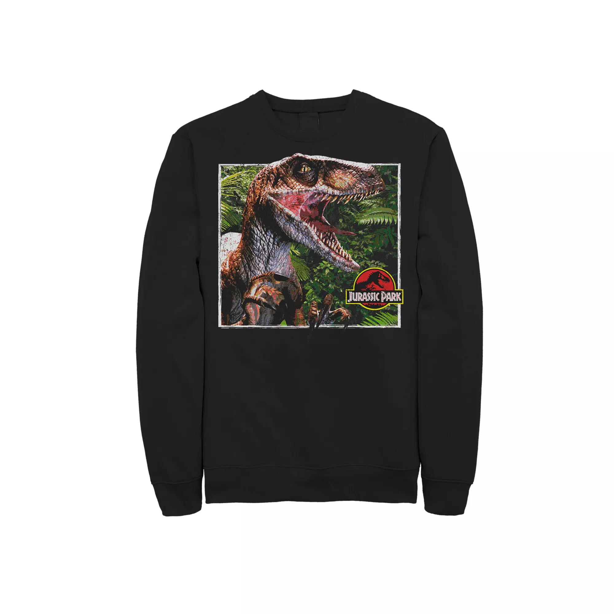 Men's Jurassic Park Raptor Coming Out Of Forest Graphic Fleece Pullover,  Product Image