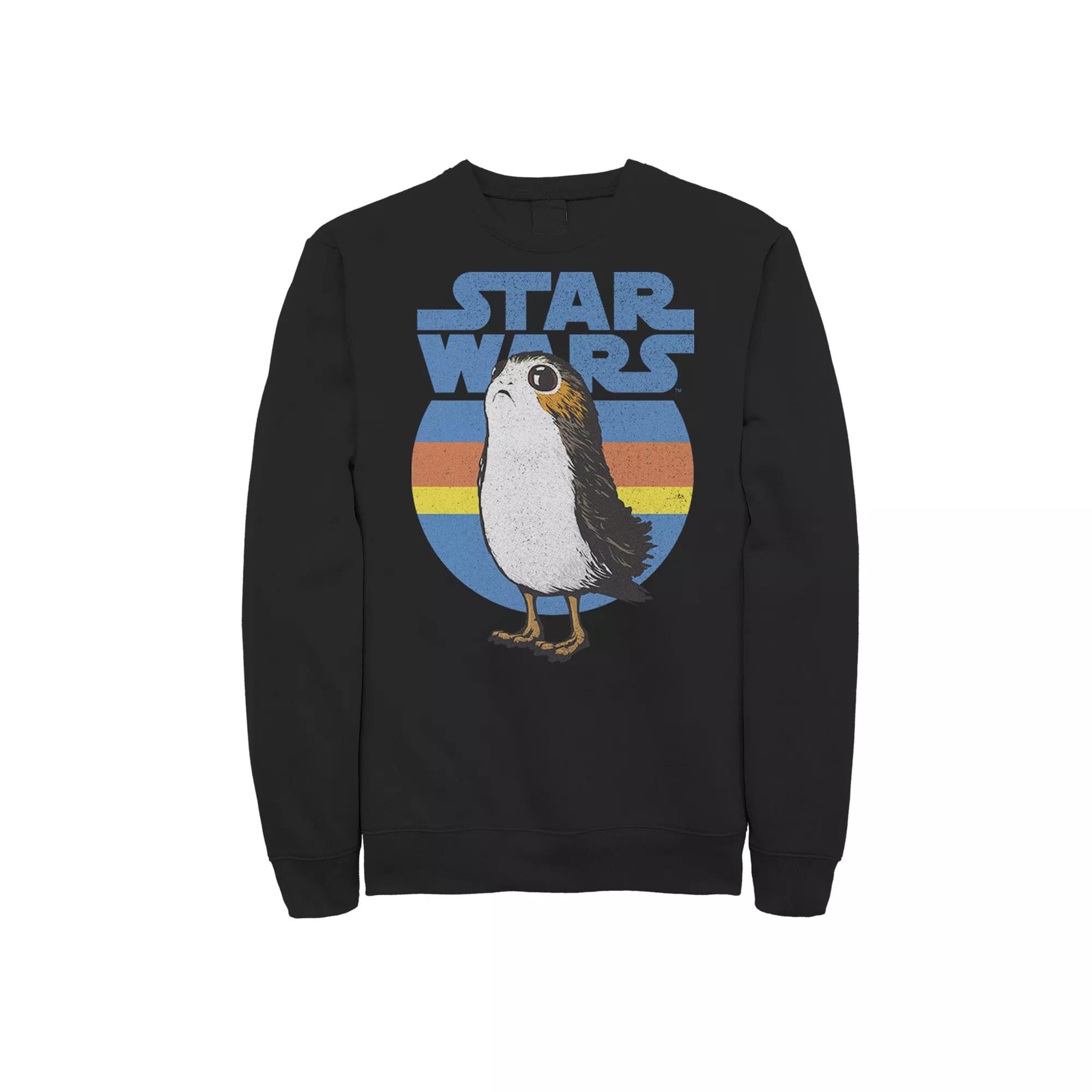 Men's Star Wars Last Jedi Porg Retro Stripes Logo Sweatshirt,  Product Image