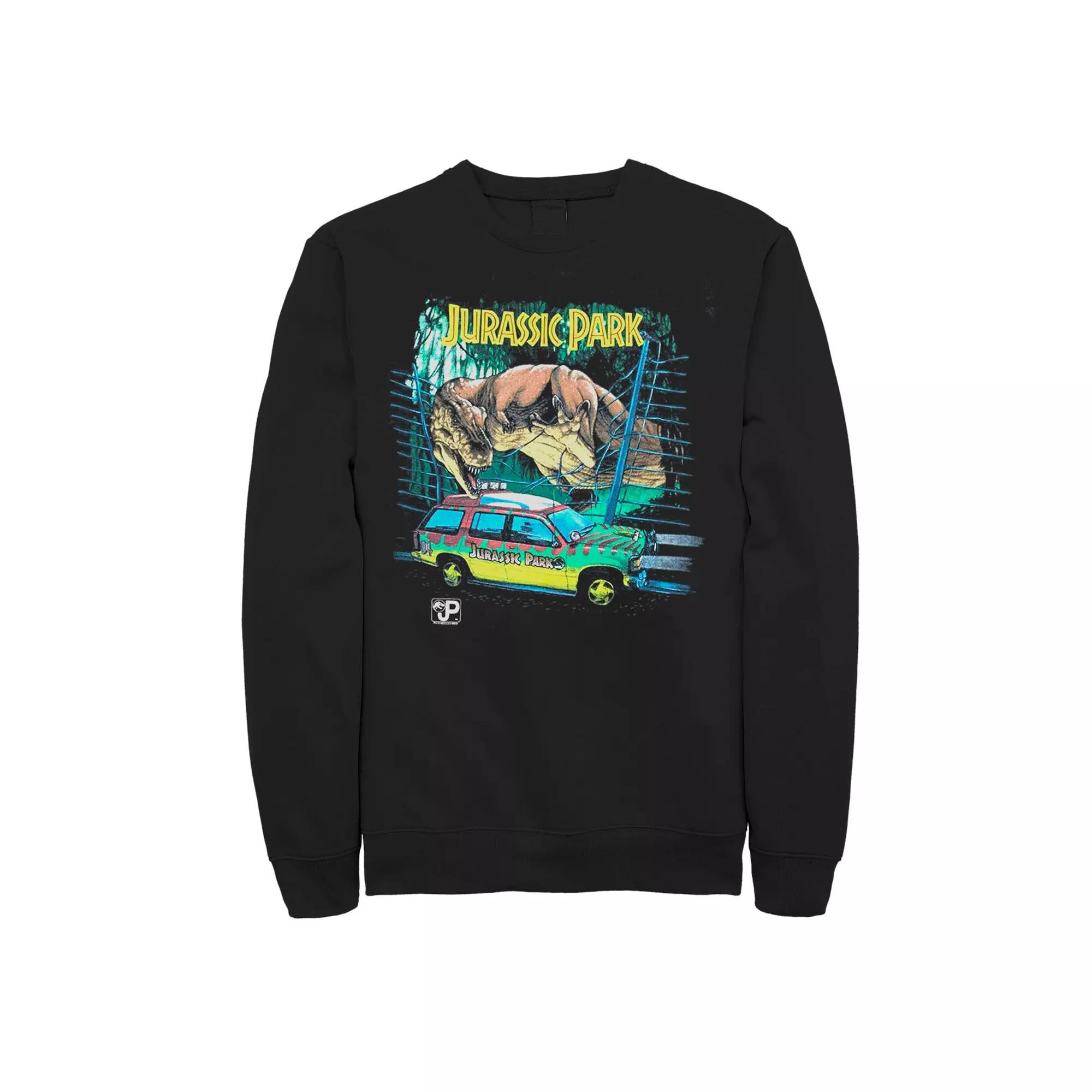 Men's Jurassic Park Vintage Safari Drive Scene Graphic Fleece Pullover,  Product Image