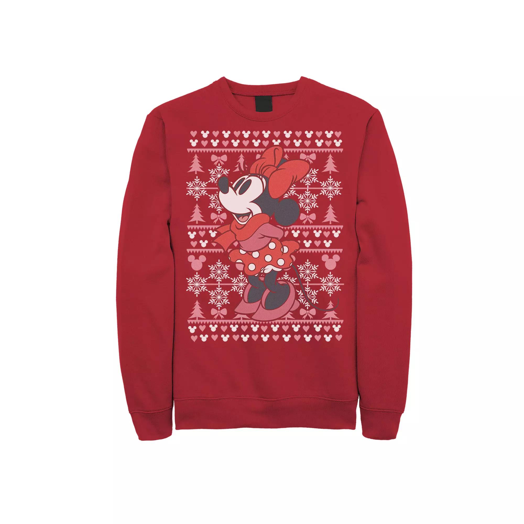 Disney's Minnie Mouse Men's Christmas Sweater Style Sweatshirt,  Product Image