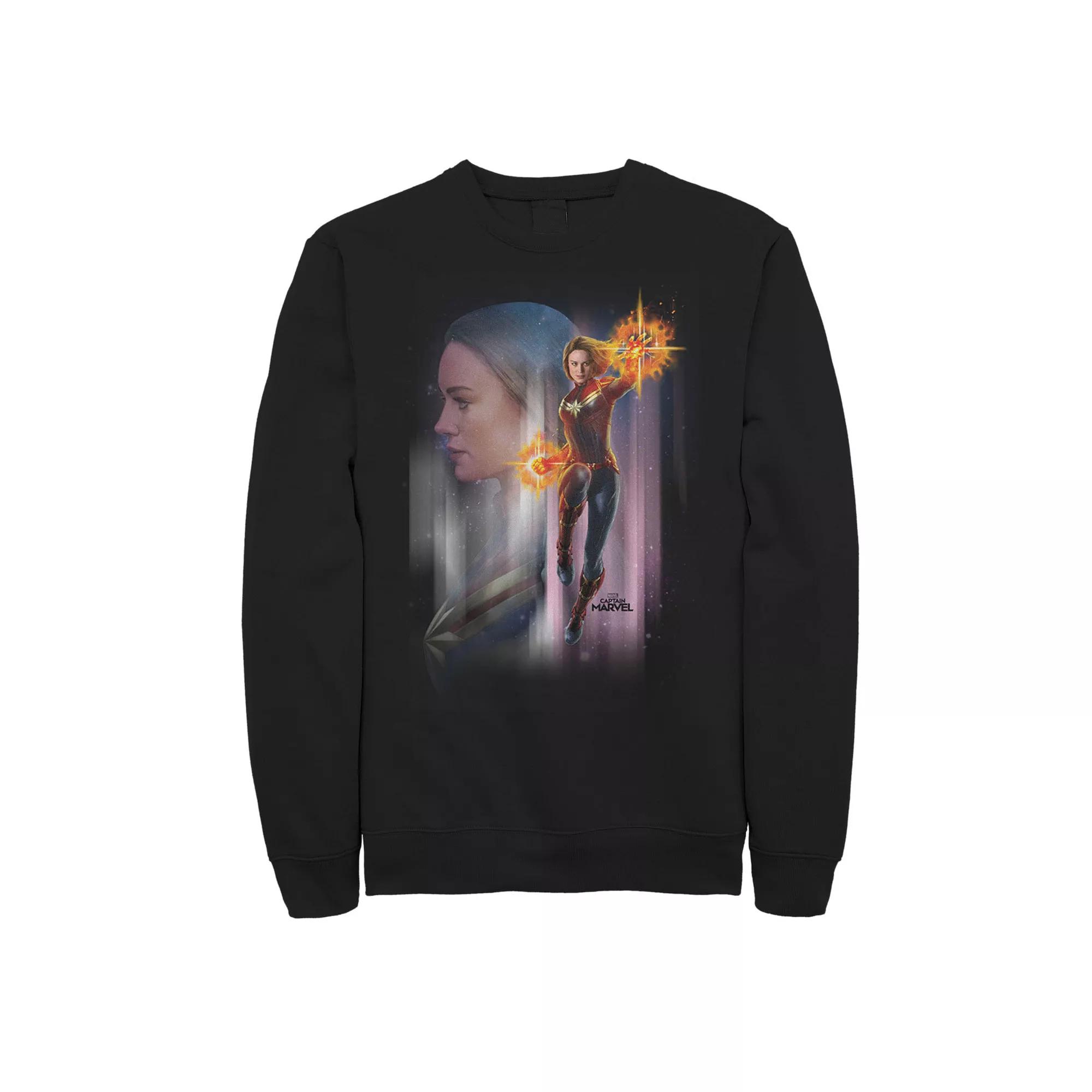 Men's Marvel Captain Marvel Flying Space Portrait Sweatshirt,  Product Image