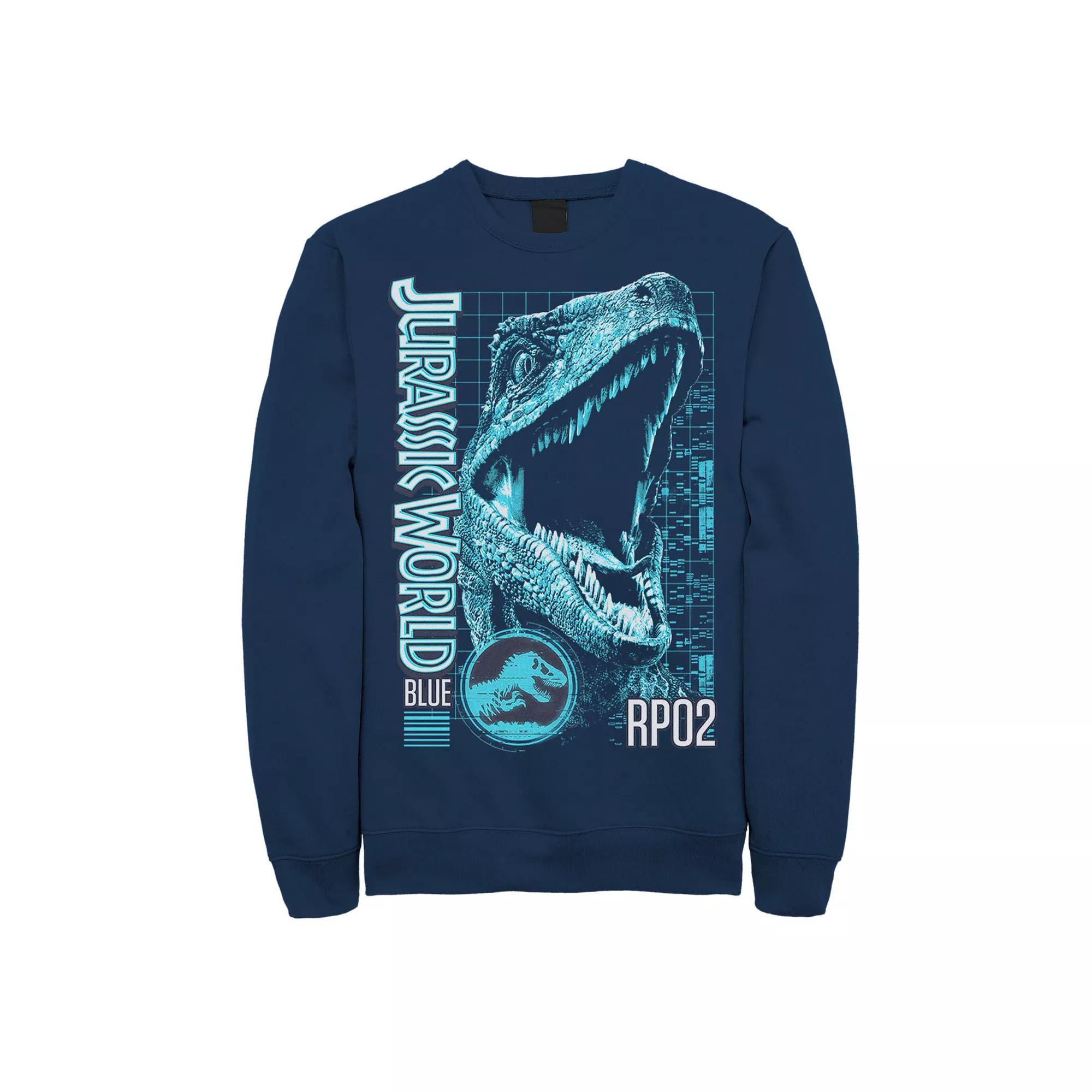 Men's Jurassic World Two Blue Face Tech Schematic Sweatshirt,  Product Image