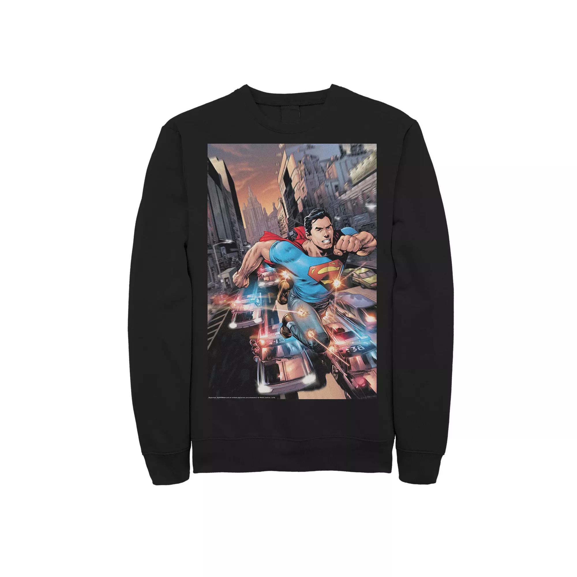 Men's DC Comics Superman Flashing Lights Poster Sweatshirt,  Product Image