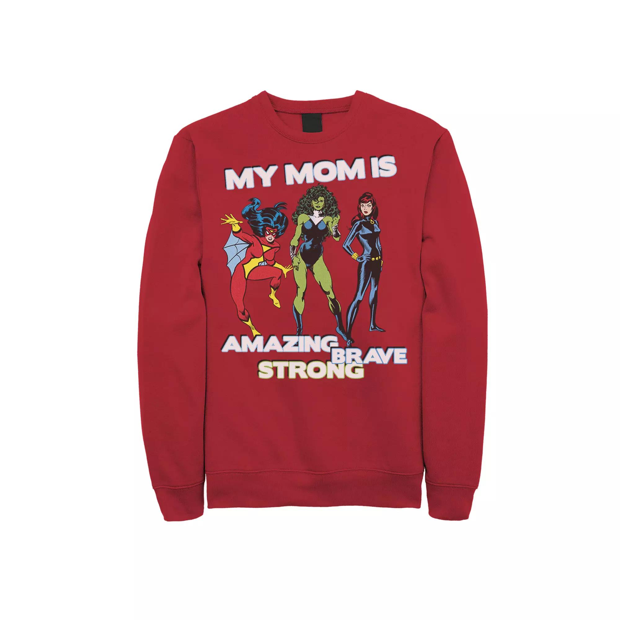 Men's Marvel Mother's Day Amazing Brave Strong Sweatshirt, Size: Small, Red Product Image