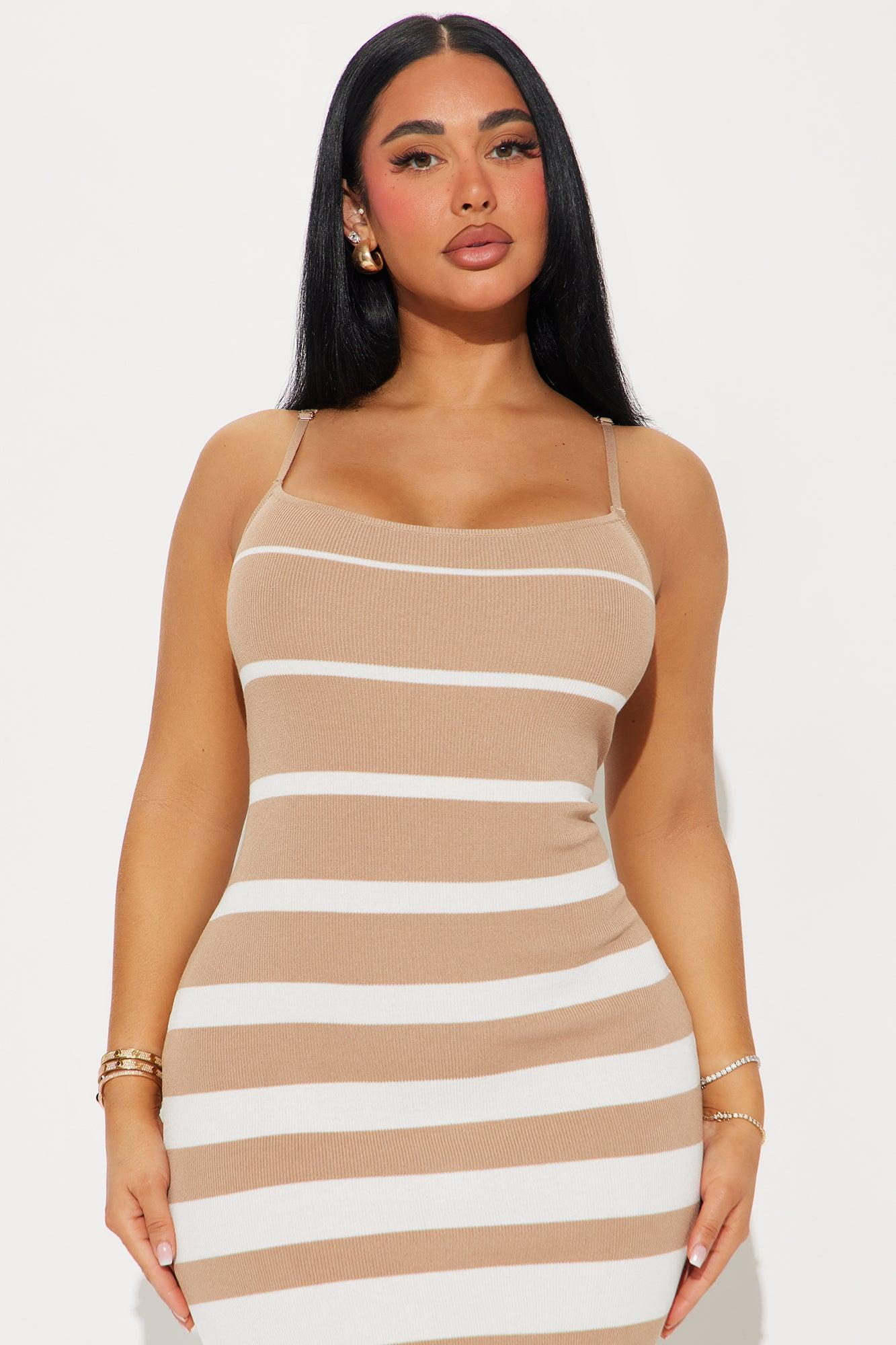 Tanya Striped Sweater Maxi Dress - Tan/Multi Product Image